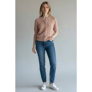 NEW DYLAN cable knit cardigan in dusty pink